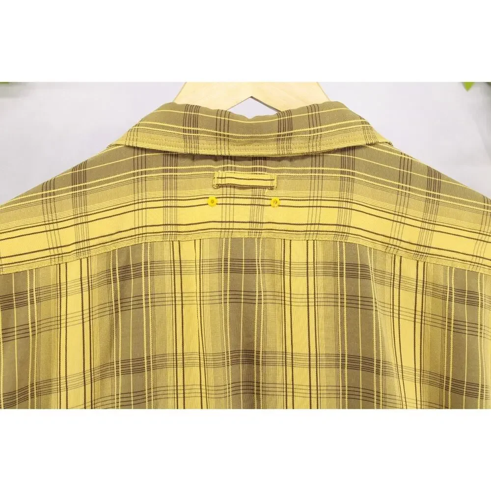 The North Face XXL Men's Plaid Yellow Shirt Button Front Chest Pocket